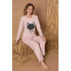 Pijama Roz-Deschis cu Pisica